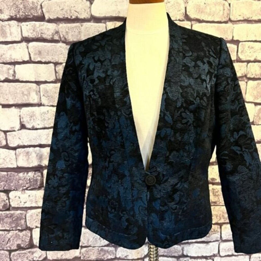 Coldwater Creek Blue & Black Long Sleeve Jacket Size M